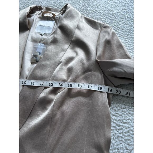 Madewell Satin Oversized Blazer Matchstick Beige Tan Sateen Jacket NN822 Size 4 - Picture 11 of 12